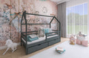 Wooden Single Bed Lila Bed With Storage in Graphite With Foam Mattress