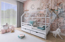 Wooden Single Bed Lila Bed With Storage in White Matt With Foam Mattress