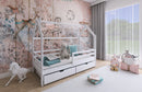 Wooden Single Bed Lila Bed With Storage in White Matt With Foam Mattress