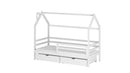 Wooden Single Bed Lila Bed With Storage in White Matt With Foam Mattress