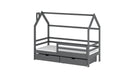 Wooden Single Bed Lila Bed With Storage in Graphite With Foam Mattress