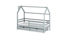 Wooden Single Bed Lila Bed With Storage in Grey With Foam/Bonnell Mattress