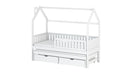 Wooden Single Bed Monkey With Trundle in White Matt Without Mattress