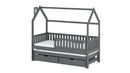 Wooden Single Bed Monkey With Trundle in Graphite With Foam/Bonnell Mattress