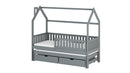 Wooden Single Bed Monkey With Trundle in Grey With Foam/Bonnell Mattress