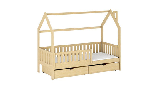 Wooden Single Bed Natan Bed With Storage in Pine With Foam Mattress