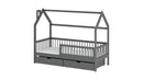 Wooden Single Bed Oskar Bed With Storage in Graphite With Foam/Bonnell Mattress