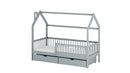 Wooden Single Bed Oskar Bed With Storage in Grey With Foam Mattress