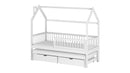 Wooden Single Bed Papi With Trundle in White Matt With Foam/Bonnell Mattress