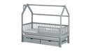 Wooden Single Bed Papi With Trundle in Grey With Foam/Bonnell Mattress