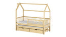 Wooden Single Bed Papi With Trundle in Pine With Foam/Bonnell Mattress