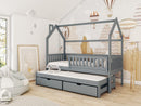 Wooden Single Bed Monkey With Trundle in Graphite With Foam/Bonnell Mattress