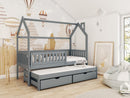 Wooden Single Bed Monkey With Trundle in Graphite With Foam/Bonnell Mattress