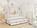 Wooden Single Bed Monkey With Trundle in White Matt Without Mattress