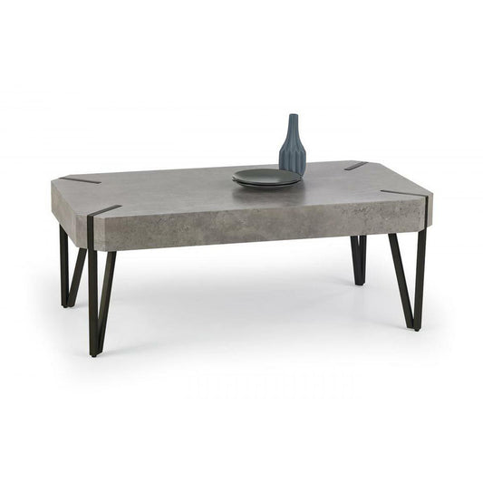 Matador Coffee Table - Stone Effect with Black Metal Legs