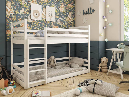 Wooden Bunk Bed Mini in White With Foam/Bonnell Mattress