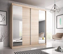 Multi 36 Sliding Mirror Door Wardrobe 233cm in Oak Sonoma