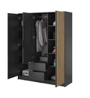 Nelly Hinged Door Wardrobe 155cm [Mirror] in Graphite