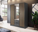 Nelly Hinged Door Wardrobe 155cm [Mirror] in Graphite