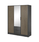 Nelly Hinged Door Wardrobe 155cm [Mirror] in Graphite