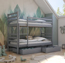 Wooden Bunk Bed Nemo with Storage in Grey Matt With Foam/Bonnell Mattress