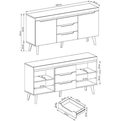 Nordi Large Sideboard Cabinet in White Gloss