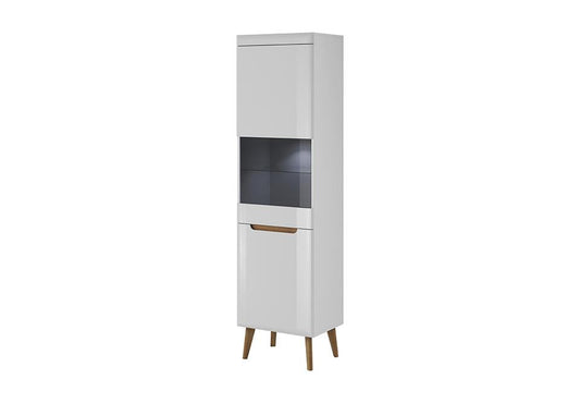 Nordi Tall Display Cabinet in White Gloss