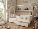 Wooden Single Bed Natan Bed With Storage in White Matt Without Mattress