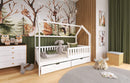 Wooden Single Bed Natan Bed With Storage in White Matt Without Mattress