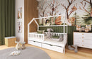 Wooden Single Bed Natan Bed With Storage in White Matt Without Mattress