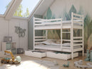 Wooden Bunk Bed Nemo with Storage in White Matt With Foam/Bonnell Mattress