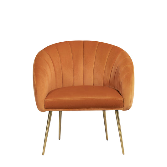 Stylish Velvet Accent Chair for Domestic and Commercial Use in Orange