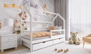 Wooden Single Bed Oskar Bed With Storage in White Matt Without Mattress