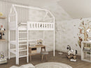 Otylia Loft Bed in White With Foam Mattress