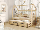 Wooden Single Bed Papi With Trundle in Pine With Foam/Bonnell Mattress