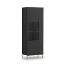 Pula Tall Display Cabinet 70cm in Black Portland Ash