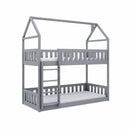 Wooden Bunk Bed Pola in Grey With Foam Mattress