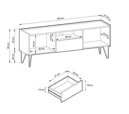 Harmony TV Cabinet 144cm in Black