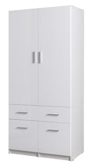 Snow 03 Hinged Door Wardrobe 92cm in White Gloss