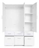 Snow 04 Hinged Door Wardrobe 136cm in White Gloss