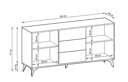 Diamond Large Sideboard Cabinet 154cm [Drawers] in Oak Evoke