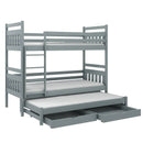 Wooden Bunk Bed Seweryn with Trundle and Storage in Grey Matt With Foam/Bonnell Mattress