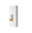 Silke 12 Tall Display Cabinet [Left] in White Gloss / Wotan Oak