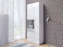 Silke 12 Tall Display Cabinet [Left] in White Gloss / Concrete Grey