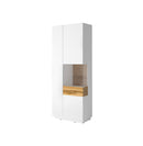 Silke 13 Tall Display Cabinet [Right] in White Gloss / Wotan Oak