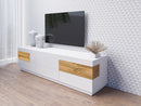 Silke 40 TV Cabinet in White Gloss / Wotan Oak