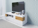 Silke 41 TV Cabinet in White Gloss / Wotan Oak