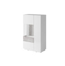 Silke 42 Display Cabinet [Left] in White Gloss / Concrete Grey