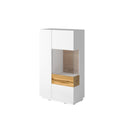 Silke 44 Display Cabinet [Right] in White Gloss / Wotan Oak