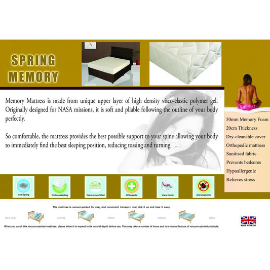 Memory Spring Mattress – 4 Foot